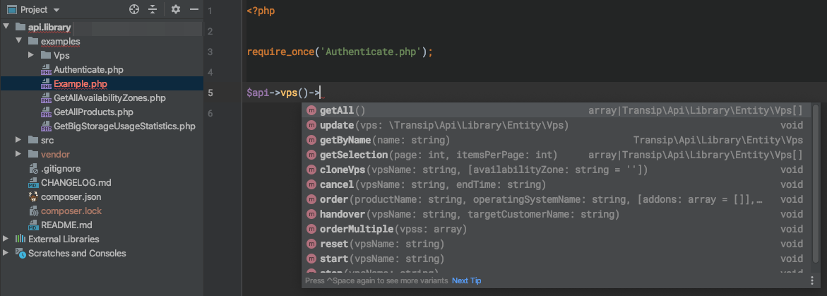 phpstorm example