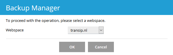 plesk backup manager select webspace
