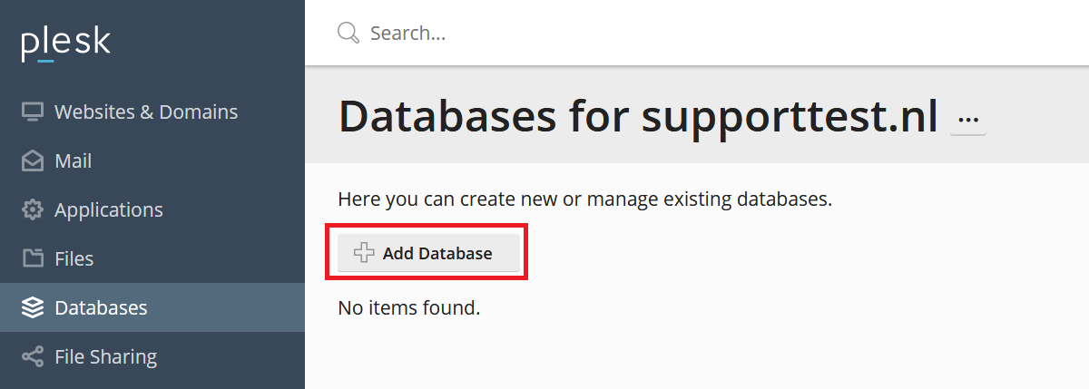 plesk create database