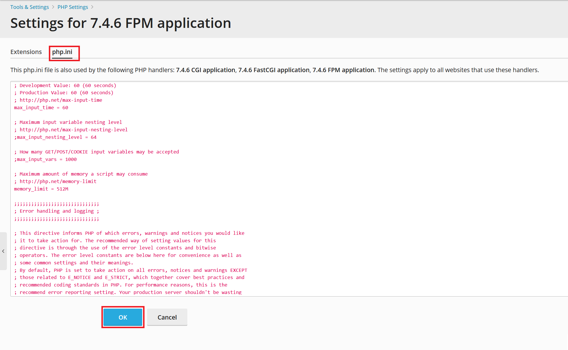 plesk php performance settings