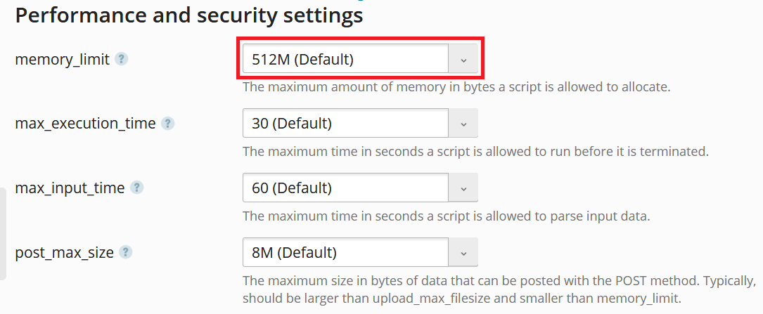 plesk php performance settings