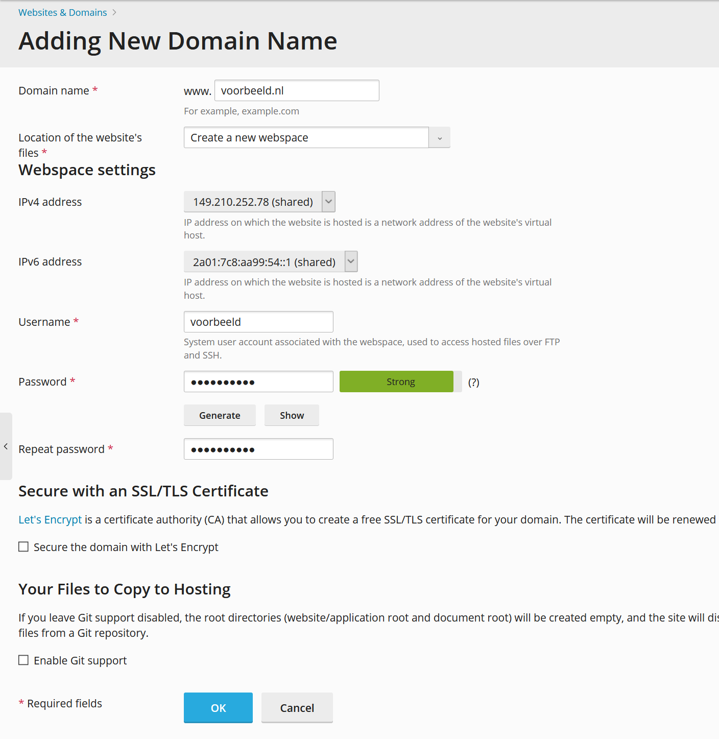 plesk add new domain name