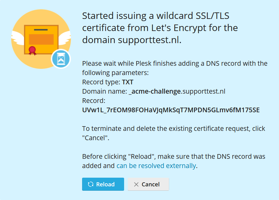 plesk website and domains new ssl cert acme challenge