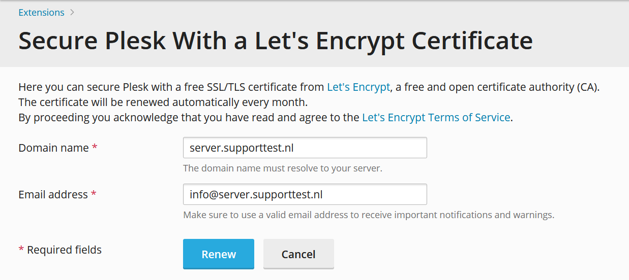 plesk install let's encrypt