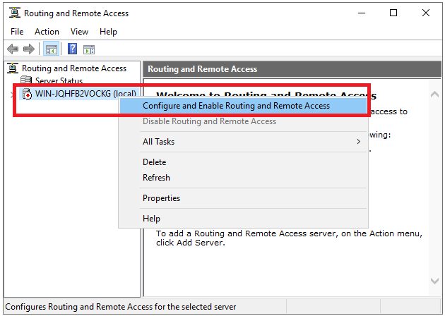 routing remote access configure