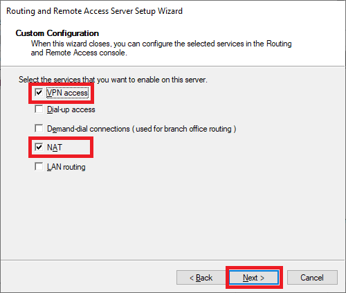 routing and remote access wizard vpn access