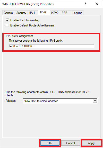 rras server properties ipv6