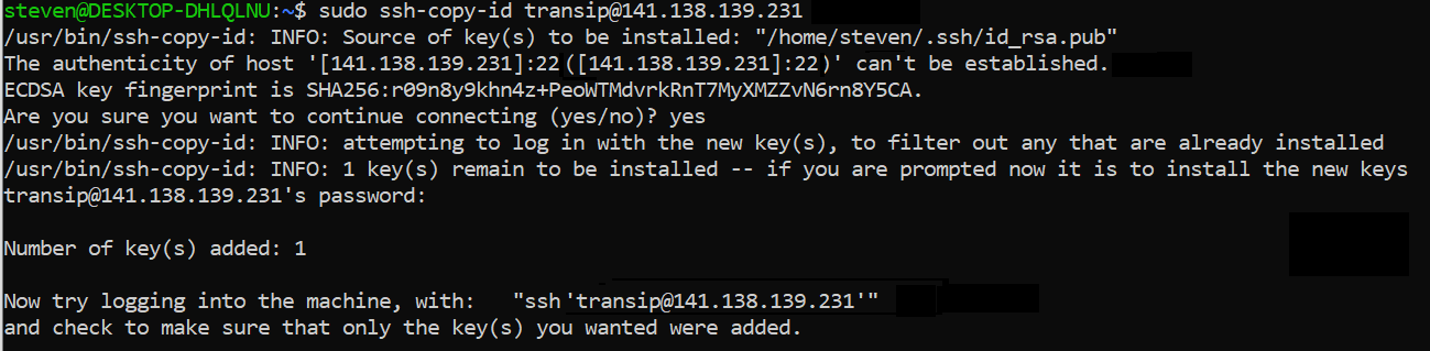 ssh key added