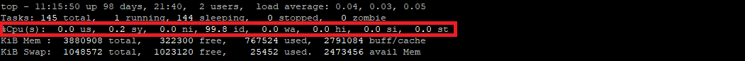 top cpu load summary