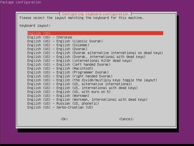 dpkg keyboard configuration layout language
