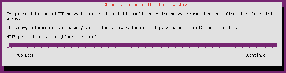 ubuntu18 installation proxy prompt