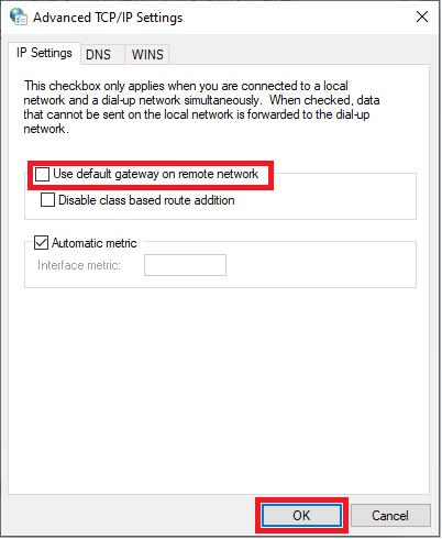 vpn ipv4 advanced tcp settings