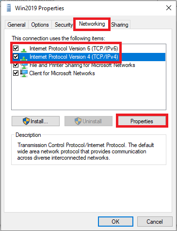 vpn properties networking properties