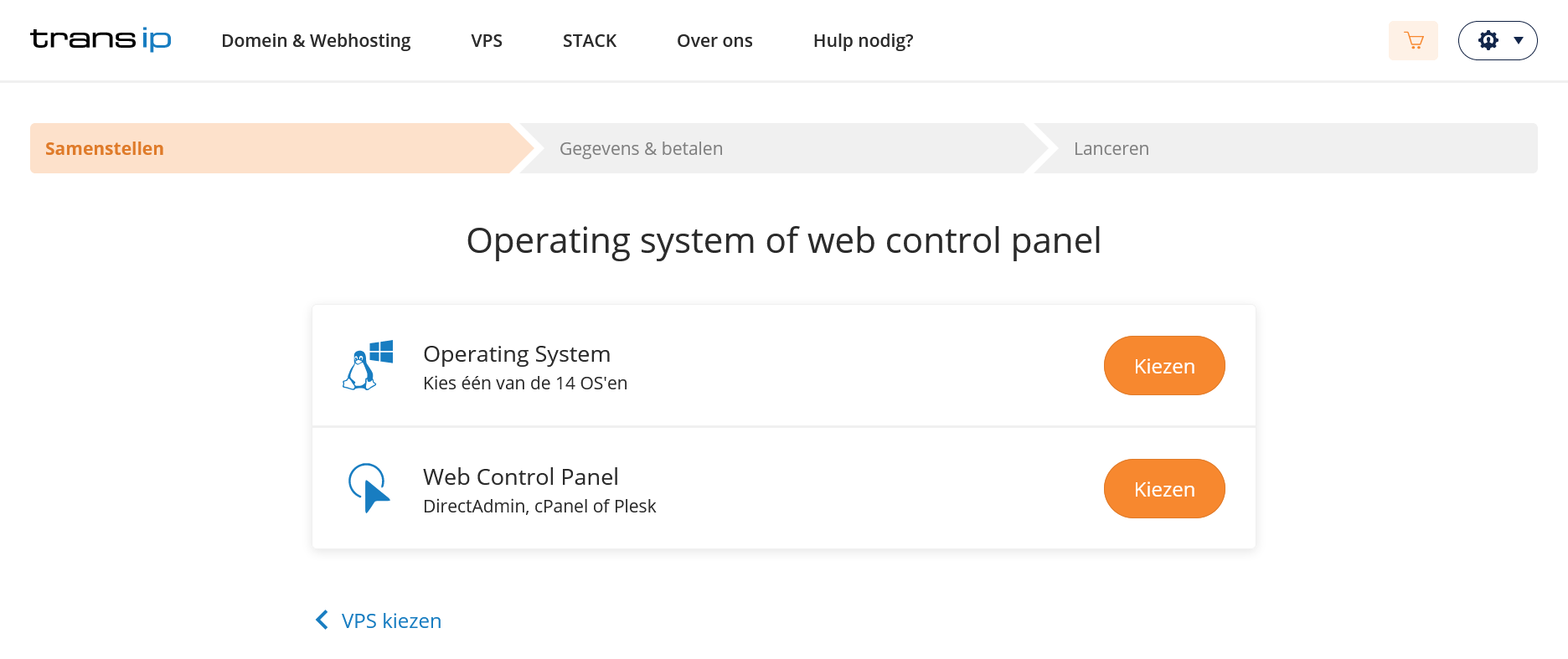 vps herinstallatie kies os of cp