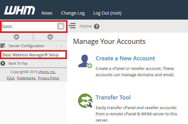 whm basic webhost manager