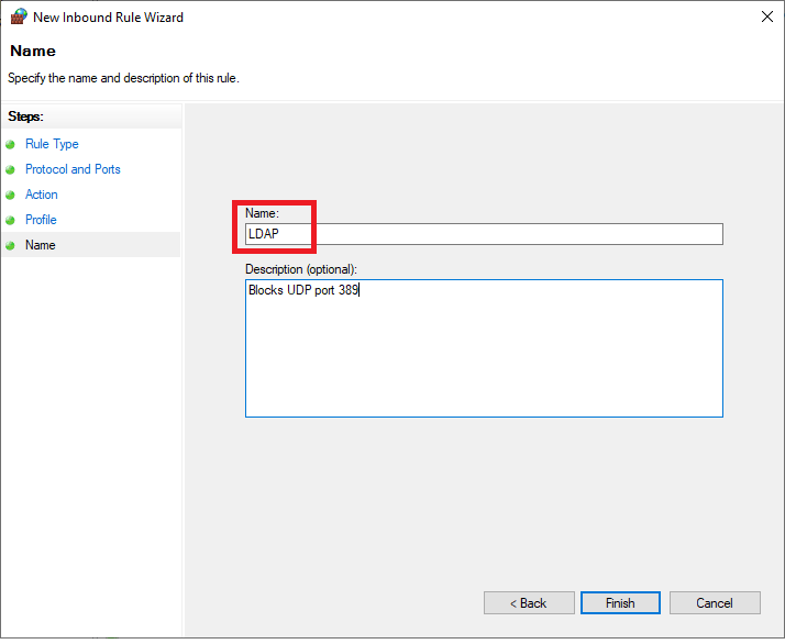 windows firewall new rule name