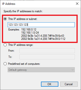 windows firewall rule scope ip's