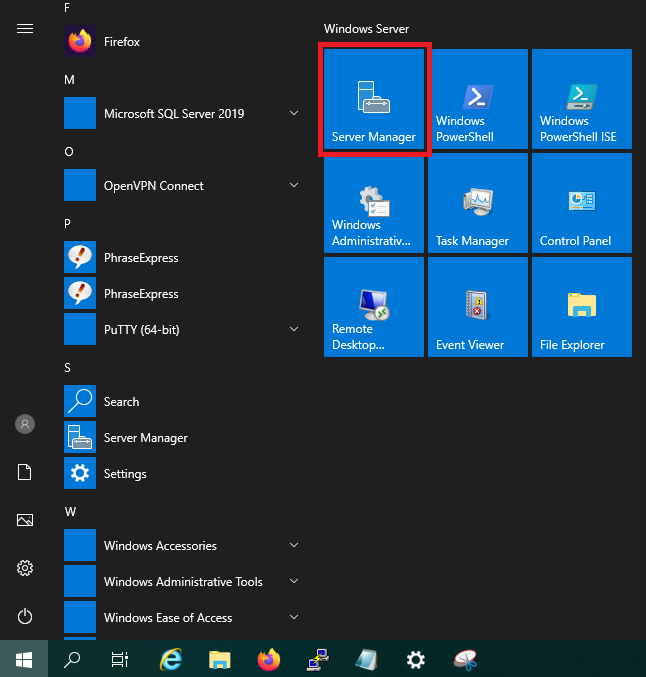 windows start server manager