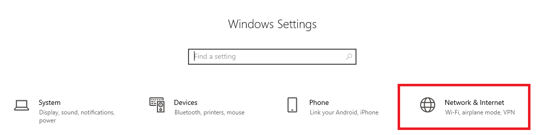 windows settings network and internet