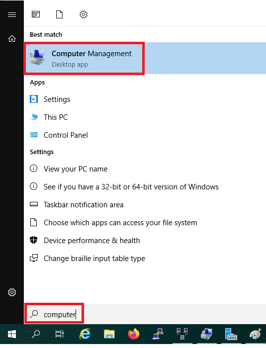 windows start computer management