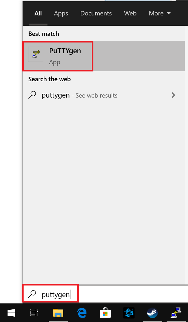 windows start puttygen