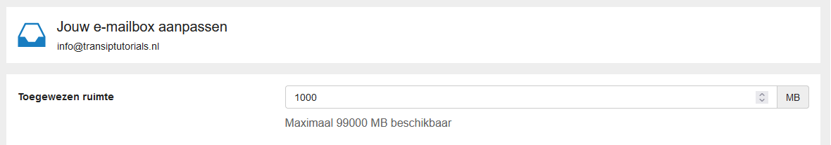 Wijzig de toegewezen ruimte van je mailbox