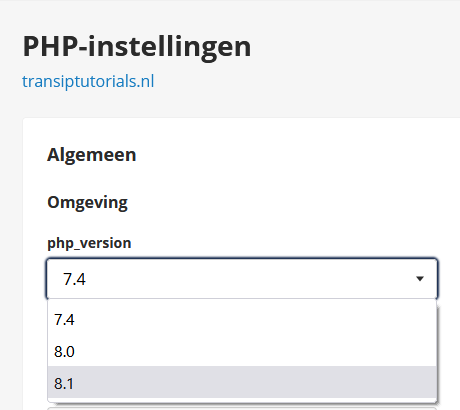 Wijzig je PHP versie