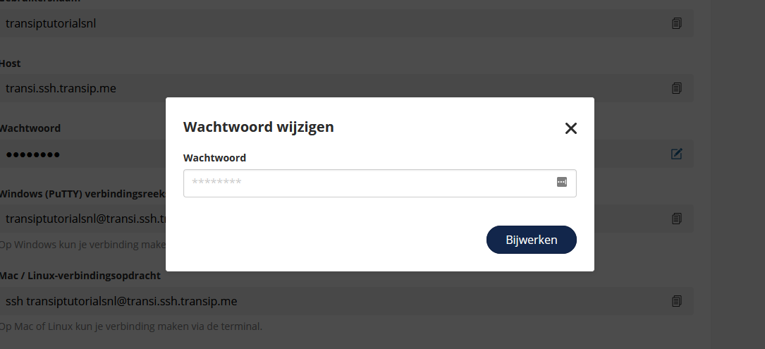 wijzig je SFTP wachtwoord