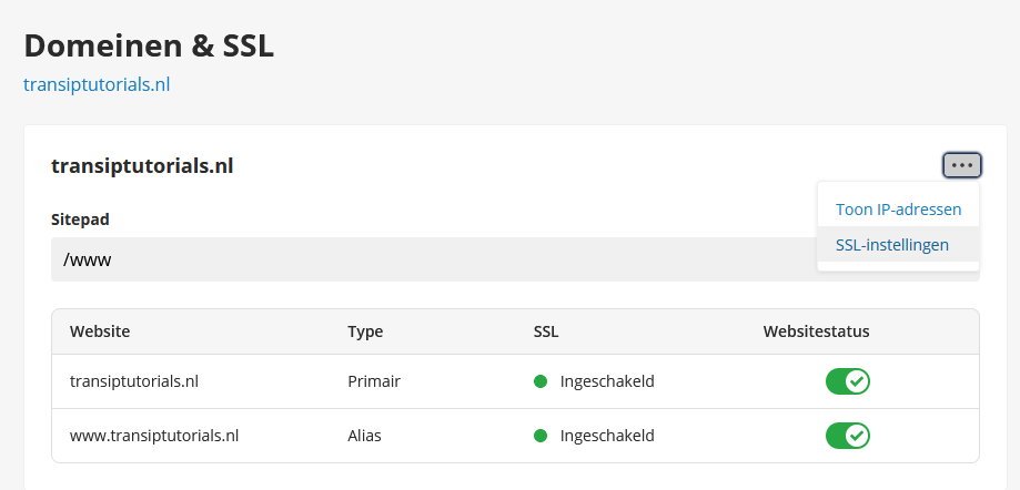 klik op ssl instellingen