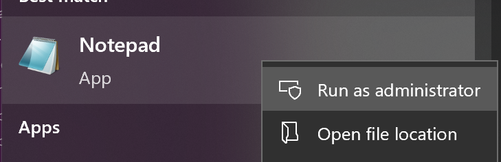 Open Notepad als administrator