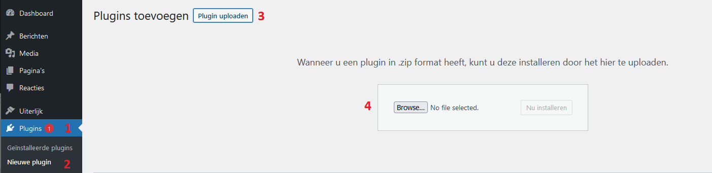 upload de gedownloade plugin naar jouw website