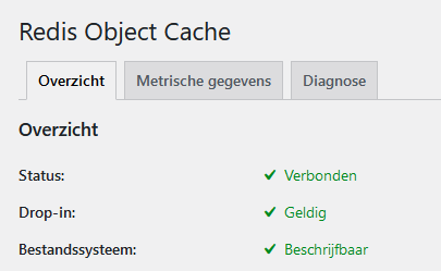 redis objhect cache ingeschakeld