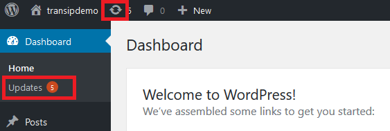 ga naar je wordpress dashboard en vervolgens updates.