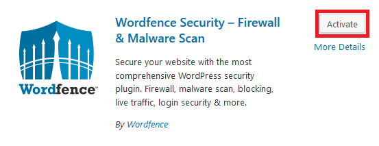 wordpress wordfence activate