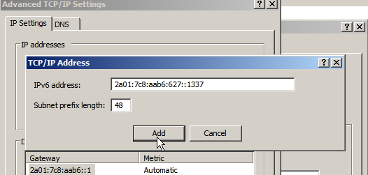 windows 2008 add ipv6 address
