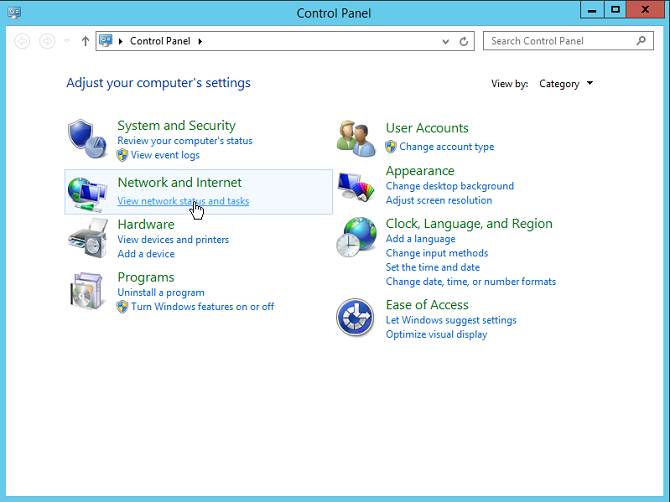 windows 2012 control panel