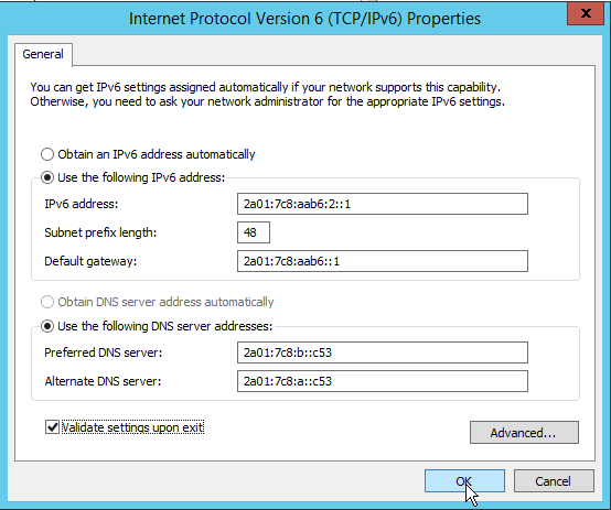 windows 2012 ipv6 properties